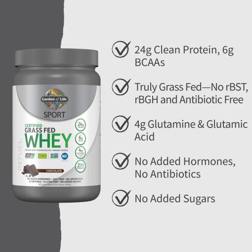 Garden of Life - Sportscertifierat gräsbetat vassleprotein, choklad - 660g - Bild 6