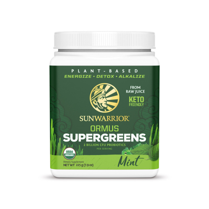 Sunwarrior - Ormus SuperGreens Organic Mint, Pulver 225 g | Nya produkterHälsa och välbefinnandeMatsmältningshälsaProbiotikaÖrter och växtbaserade preparat | Apoteka