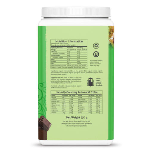 Sunwarrior - Classic Organic Chocolate Protein, 750 g Pulver - Bild 4