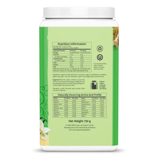 Sunwarrior - Classic Organic Vanilla Protein, 750 g Pulver - Bild 4