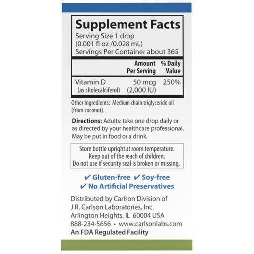 Carlson Labs - Super Daily D3, 2000 IE - 10 ml - Bild 3