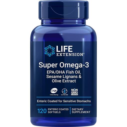 Super Omega-3 EPA/DHA with Sesame Lignans & Olive Extract - 120 enteric coated softgels