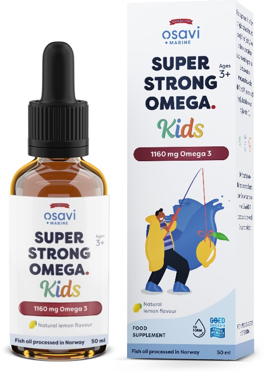 Osavi - Super Strong Omega Kids, 1160 mg Omega-3 (Citron) - 50 ml | Hälsa och välbefinnandeHälsokostBarns hälsaOmega & Näringsoljor | Apoteka