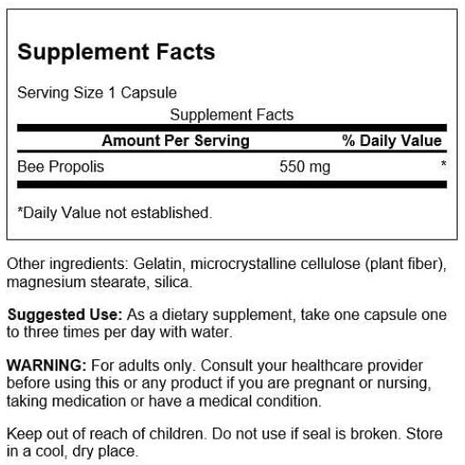 Swanson - Bee Propolis, 550 mg, 60 kapslar - Bild 3