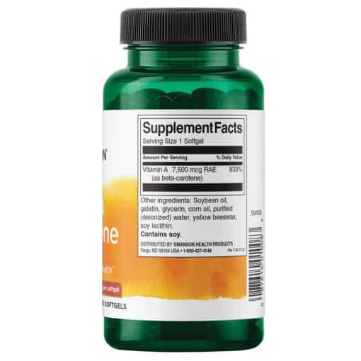 Swanson - Beta Karoten, 25 000 IU (7 500 mcg), 300 mjukkapslar - Bild 3