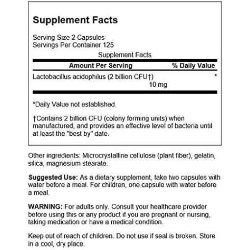 Swanson - Lactobacillus Acidophilus, 1 biljon CFU, 250 kapslar - Bild 3