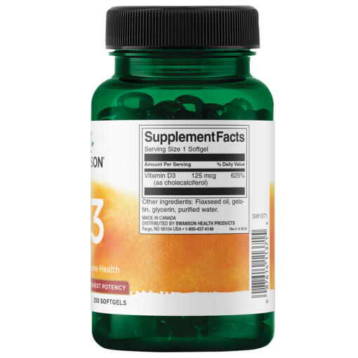 Swanson - Vitamin D3, 250 mjukkapslar - Bild 2