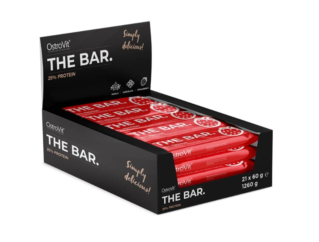 OstroVit - The Bar 25% Protein, Jordgubb - 21 x 60g | HälsokostProteinbars | Apoteka