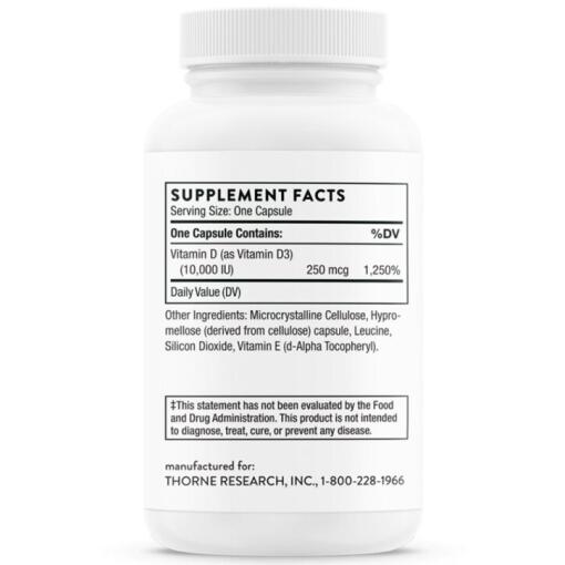 Thorne Research - Vitamin D3 Depot, 10000 IU, 60 kapslar - Bild 4