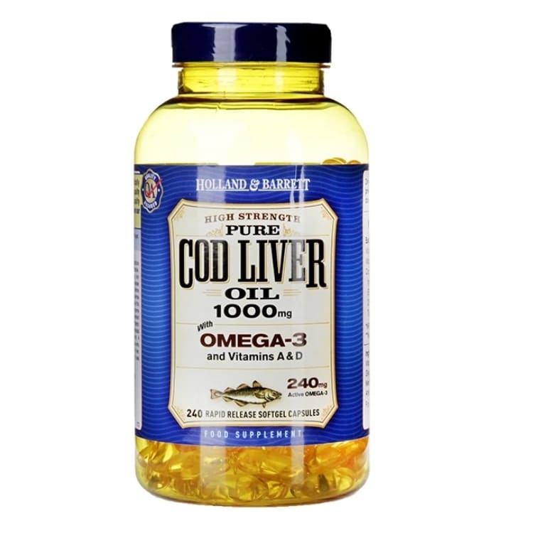 Holland &amp; Barrett - Torskleverolja, 1000 mg, 240 kapslar | Omega och fiskoljaHälsokostOmega & Näringsoljor | Apoteka