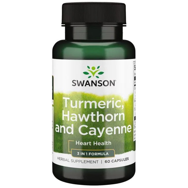 Swanson - Gurkmeja, Hawthorn och Cayenne, 60 kapslar | Hälsa och välbefinnandeHälsokostSpeciell formelGurkmejaÖrter och växtbaserade preparat | Apoteka