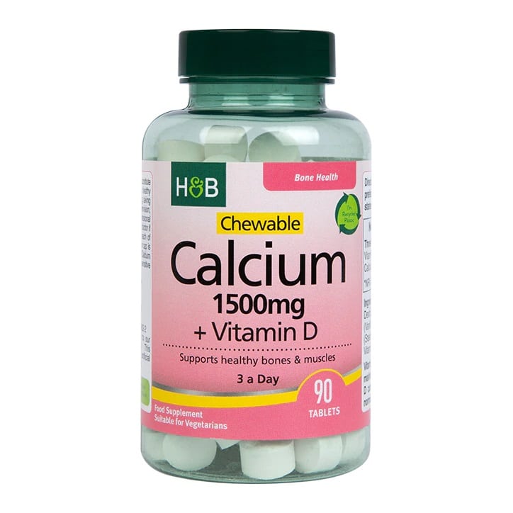 Holland &amp; Barrett - Tuggbart Kalcium + Vitamin D, 1500 mg, 90 tabletter | Vitaminer och MineralerHälsa och välbefinnandeD-vitaminHälsokostKalcium | Apoteka