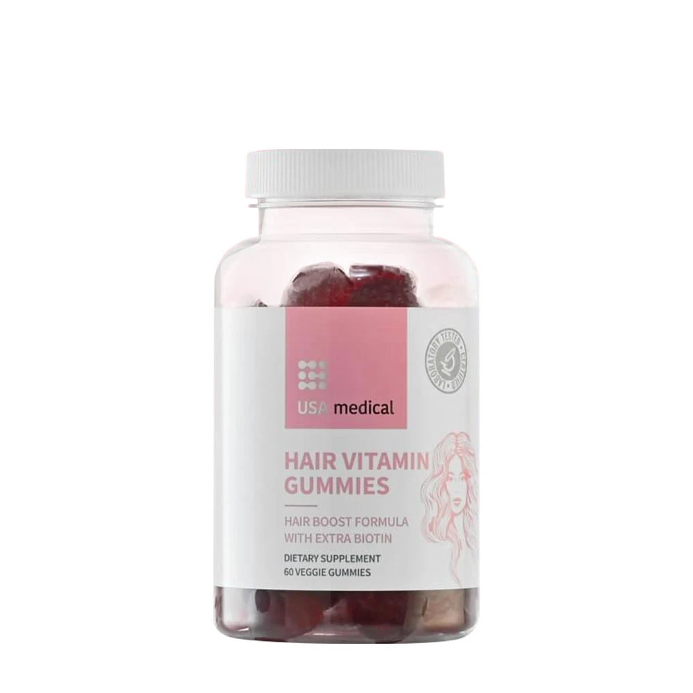 USA Medical - Hårvitamingummin, 60 stycken, hallon | Hår och naglarHälsokost | Apoteka