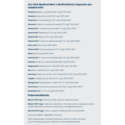 USA Medical - Multivitamin för män, 60 kapslar - Bild 2