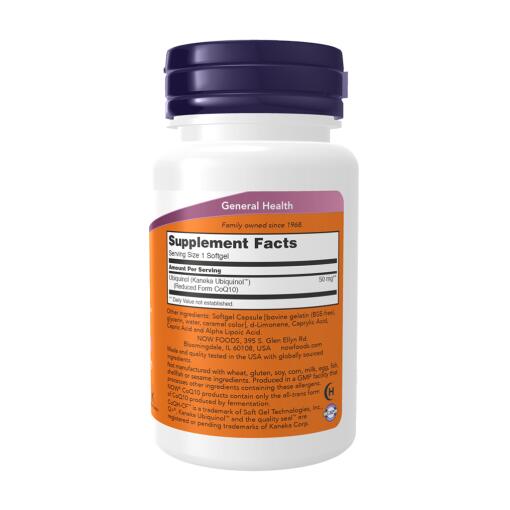 NOW Foods - Ubiquinol CoQH-CF, 60 mjukkapslar - Bild 2