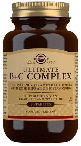 Solgar - Ultimat B+C-komplex, 30 tabletter | Vitaminer och MineralerHälsa och välbefinnandeVissa vitaminerHälsokostBiotinVitamin BVitamin C | Apoteka