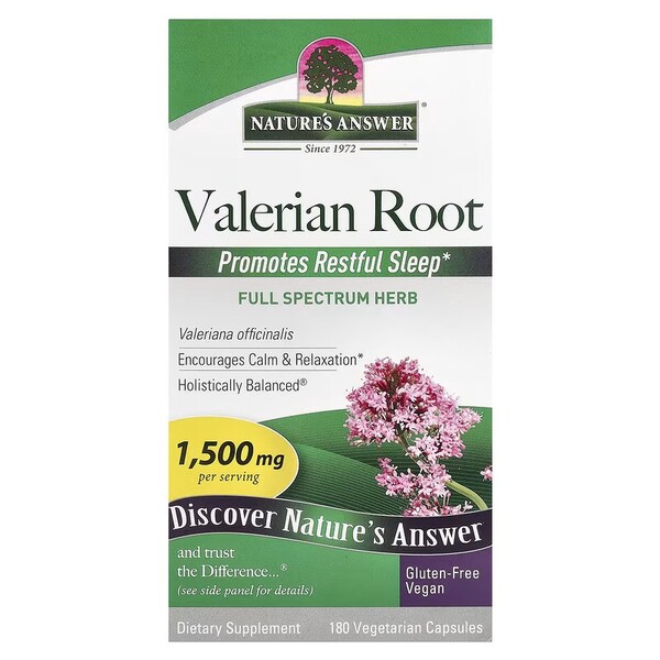 Natures Answer - Valerianarot, 1500 mg, 180 vegetabiliska kapslar | Veganska produkterHälsa och välbefinnandeHälsokostSömnstödAshwagandha | Apoteka