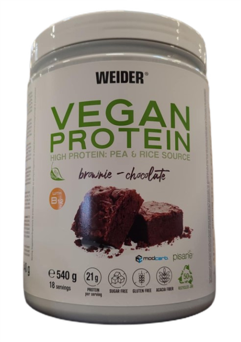 Weider - Veganskt Protein, Brownie Choklad, 540g | HälsokostProteinerVäxtproteinerFitness och träning | Apoteka