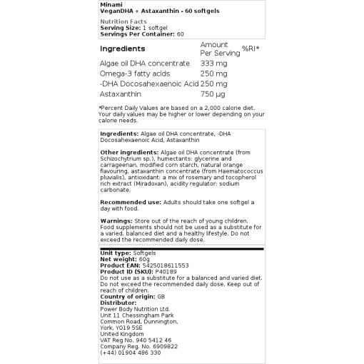 Minami - VeganDHA + Astaxantin, 60 kapslar - Bild 2