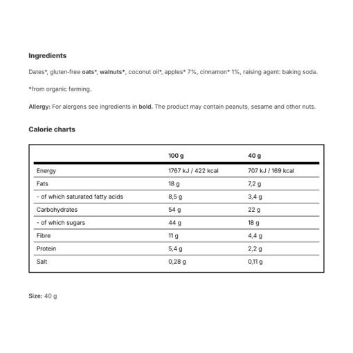 Vilgain - BIO Energy Cookie Äpple Kanel, 40 g - Bild 2