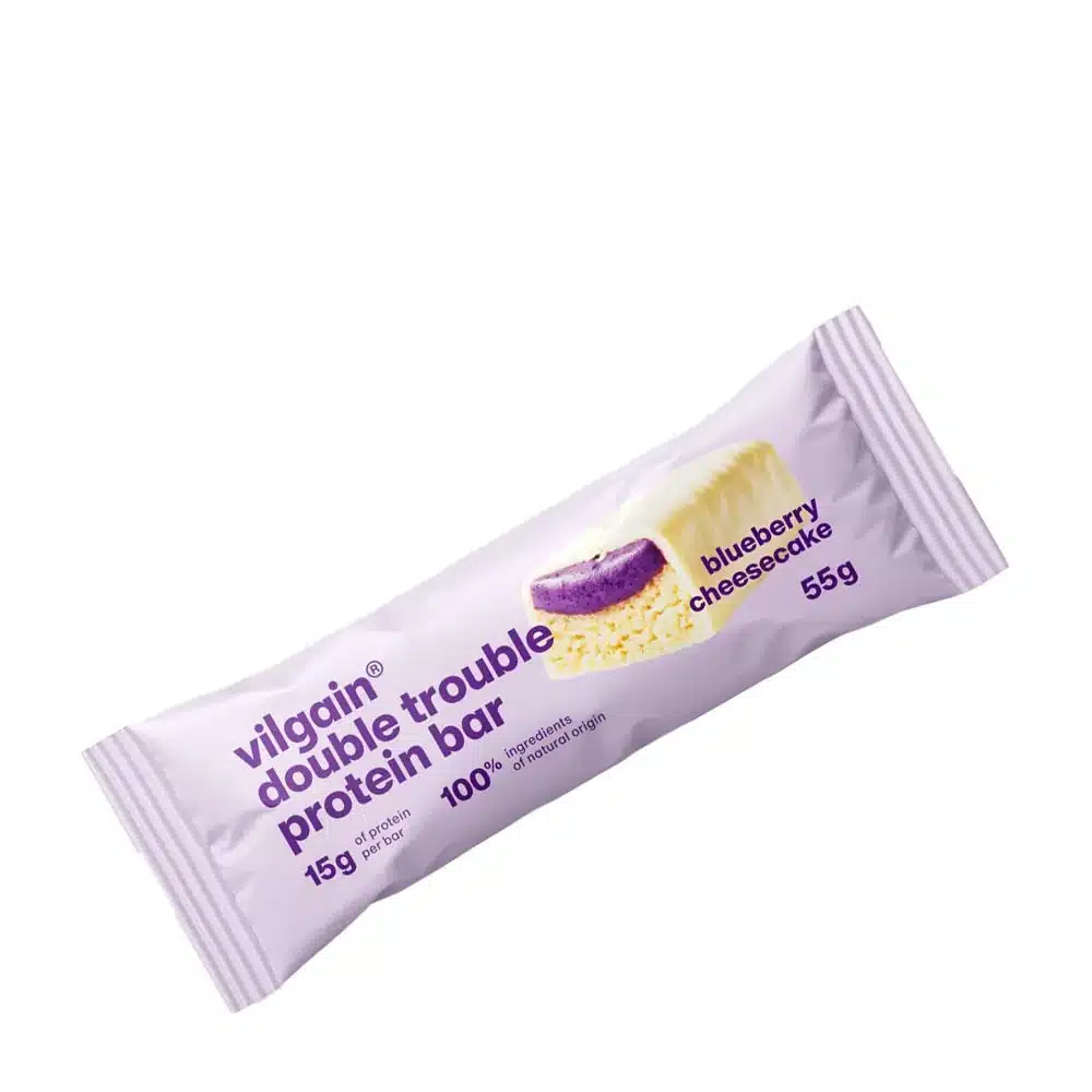 Vilgain - Double Trouble Proteinbar, Blåbär Cheesecake, 55 g | Nya produkterHälsokostProteinbars | Apoteka