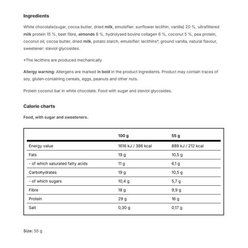 Vilgain - Double Trouble Proteinbar, Sammetslen Kokosmandel, 55 g - Bild 2