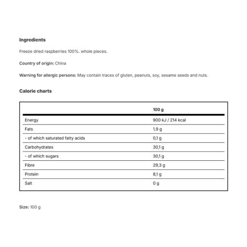 Vilgain - Frysetorkade Hallon, 100 g - Bild 2
