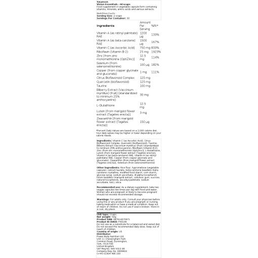 Swanson - Vision Essentials, 60 vegetabiliska kapslar - Bild 3