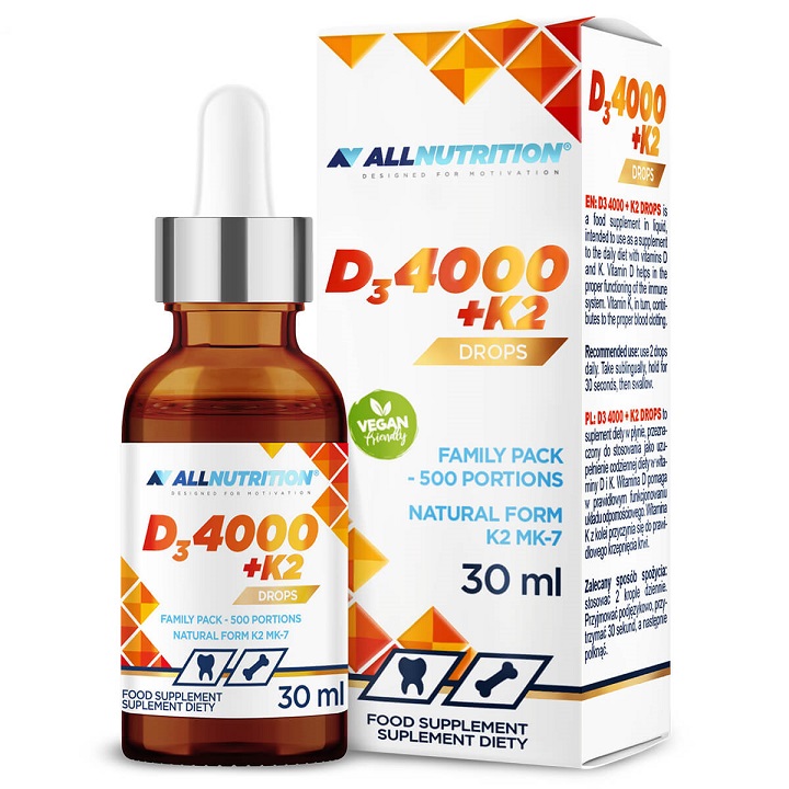 Allnutrition - D3 4000 + K2 Droppar, 30 ml | Vitaminer och MineralerVeganska produkterD-vitaminK-vitaminHälsokost | Apoteka