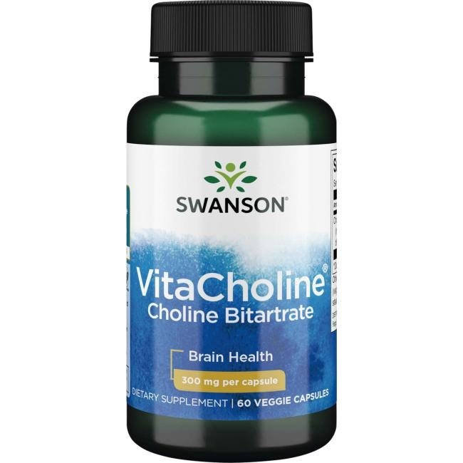 Swanson - VitaCholine Kolinbitartrat, 300 mg - 60 vegetabiliska kapslar | Vitaminer och MineralerHälsa och välbefinnandeMental fokus och minneHälsokost | Apoteka