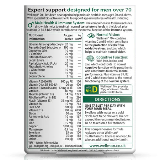 Vitabiotics - Wellman 70+, 30 tabletter - Bild 2