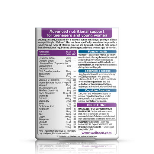 Vitabiotics - Wellteen Her, 30 tabletter - Bild 2