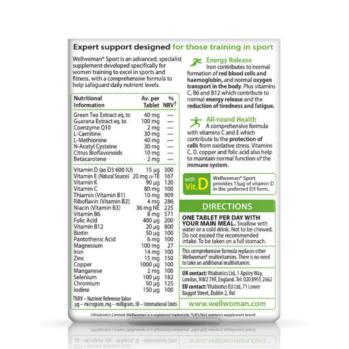 Vitabiotics - Wellwoman Sport, 30 tabletter - Bild 2