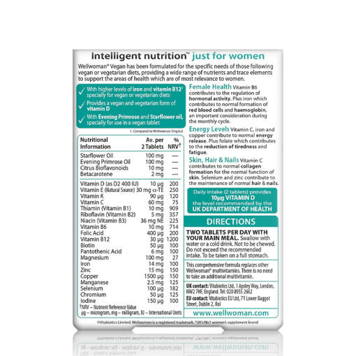 Vitabiotics - Wellwoman Vegan, 60 tabletter - Bild 2