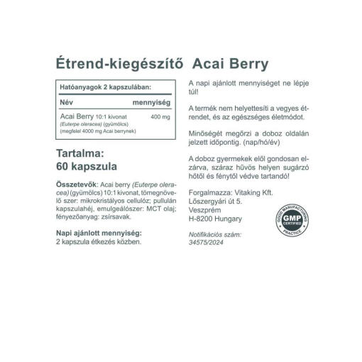 Vitaking - Acai Berry, 3000 mg, 60 kapslar - Bild 2