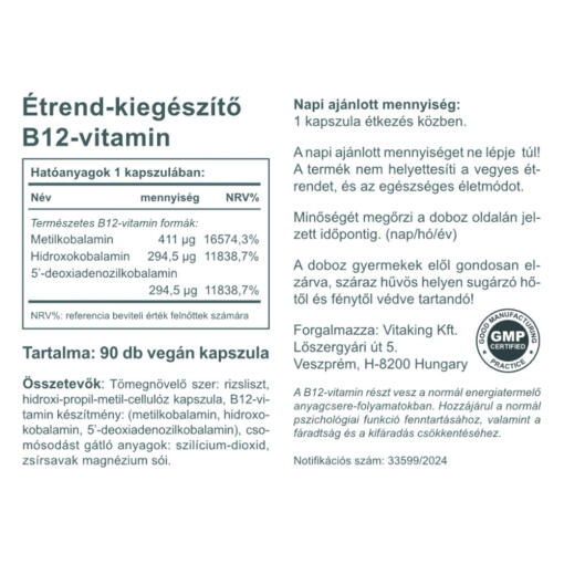 Vitaking - Active Vitamin B12, 1000 mcg, 90 kapslar - Bild 2