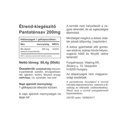 Vitaking - B5 Pantotensyra, 200 mg (90 kapslar) - Bild 2