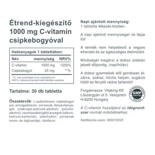 Vitaking - C-1000 med 25 mg Nypon, 30 tabletter - Bild 2