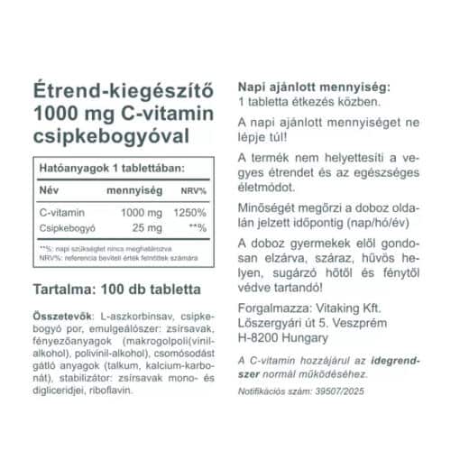 Vitaking - C-1000 med Nypon, 25 mg, 100 tabletter - Bild 2