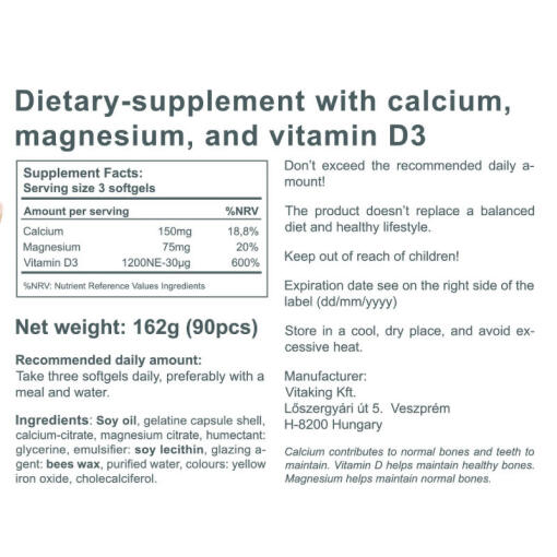 Vitaking - CalMag Citrat med Vitamin D3, 90 kapslar - Bild 3
