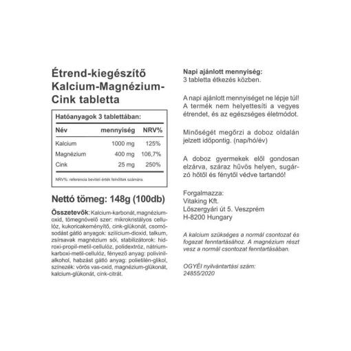 Vitaking - CalMag-Zinc, Kalcium + Magnesium + Zink, 100 tabletter - Bild 2