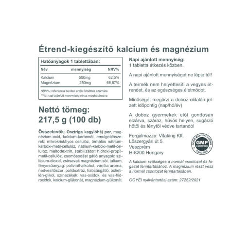 Vitaking - Kalcium-Magnesium, 100 tabletter - Bild 2