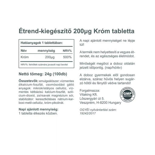 Vitaking - Krom 200 mcg, 100 tabletter - Bild 2