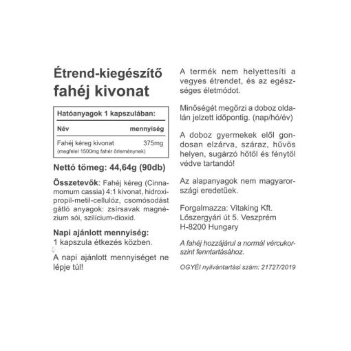 Vitaking - Kanel, 375 mg, 90 kapslar - Bild 2