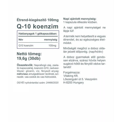 Vitaking - Coenzym Q10, 100 mg, 30 mjukkapslar - Bild 2