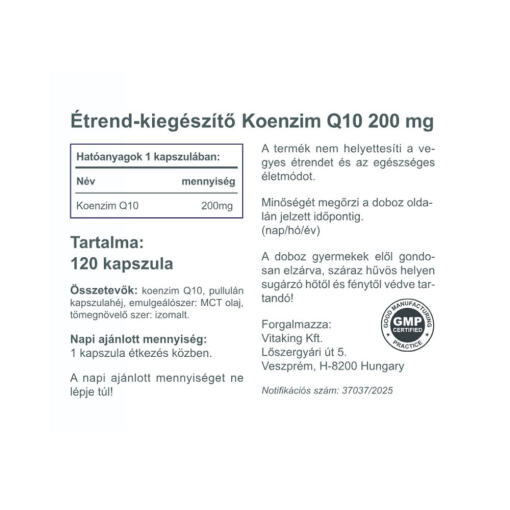 Vitaking - Fermenterat Växtbaserat Coenzym Q10, 200 mg (120 Kapslar) - Bild 2