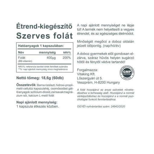 Vitaking - Folate Vitamin B9, 60 kapslar - Bild 2