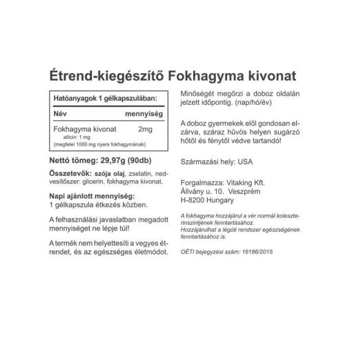 Vitaking - Vitlöksolja med 15 mg allicin, 90 kapslar - Bild 2