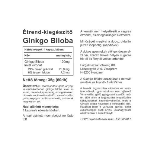 Vitaking - Ginkgo Biloba Forte, 120 mg, 60 kapslar - Bild 2