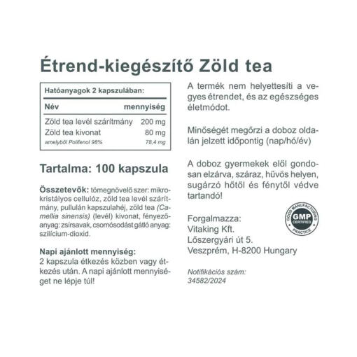 Vitaking - Grönt Te-extrakt med Polyfenoler, 100 Kapslar - Bild 2